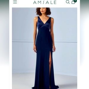 Amsale Blue Sleeveless V-Neck Gown for Weddings